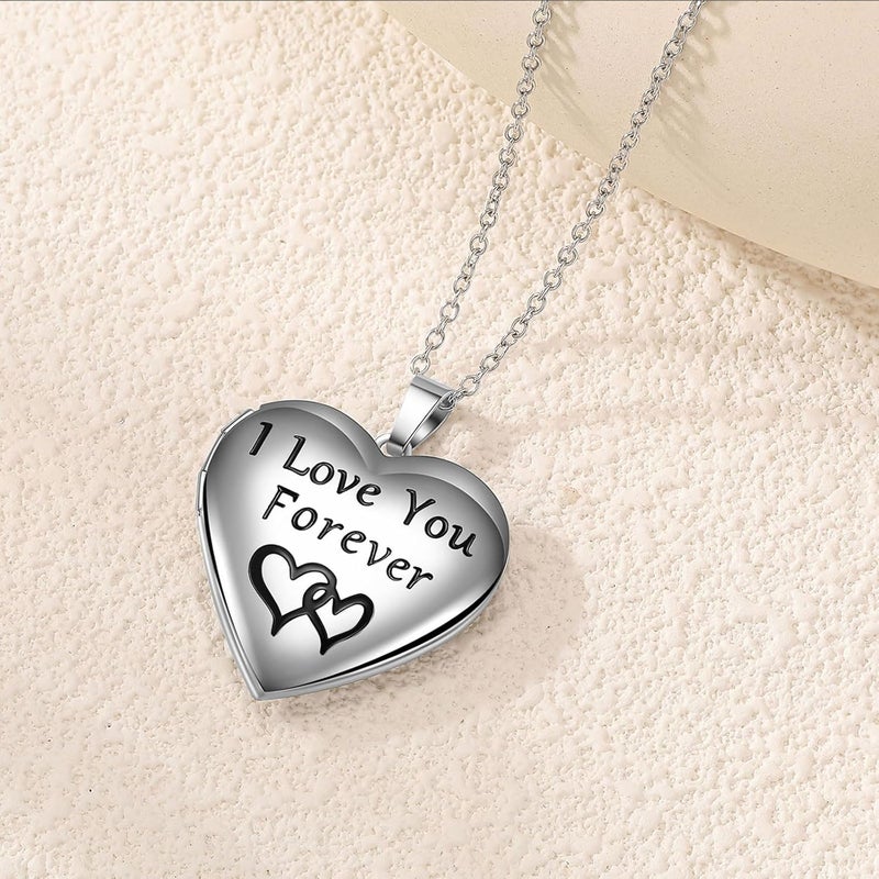 PHOCKSIN Locket Necklace for Women Black/Gold/Silver Locket Necklace Oval/Round/Heart Photo Necklace New Years Gifts for Girls - Image 2